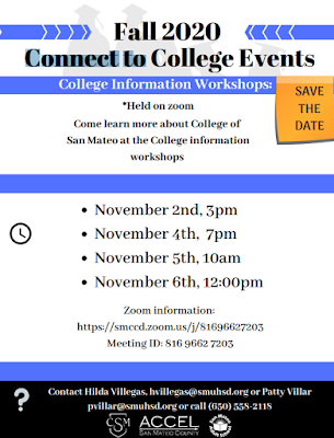 Flyer about Connect to College Events