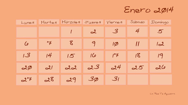 Fondo Escritorio con calendario enero 2014