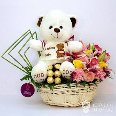 Teddy flowers with chocolates