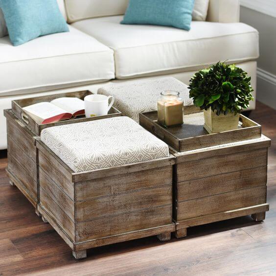 20 Coffee Table With Variety Form & Function For All Your Needs ... - Coffee Table With Pull Out Ottomans Seating Bench Or Chairs Underneath And  Storage 2 chairs 2