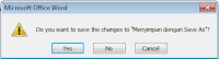 pertanyaan saat menutup program microsoft office word 
