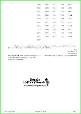 Kerala Lottery Result 23.08.2022 Sthree Sakthi SS-327  Lottery Result Online