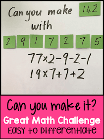 Photo of the Can You Make It? Math Game from the Games 4 Learning blog