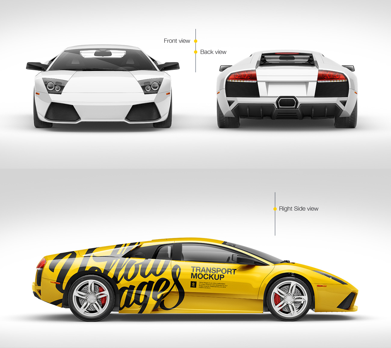 Download Lamborghini Murcielago Mockup Pack 5 In 1 Pack Creativebundles Co