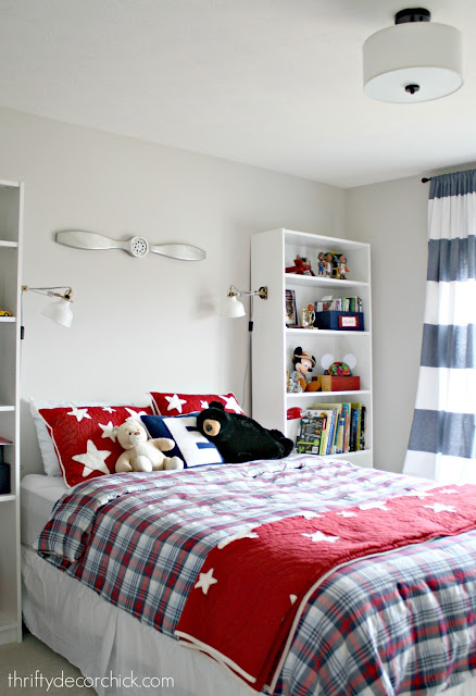 red and blue boy room