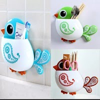 Cute Bird Toothbrush Holder Bathroom Cartoon Toothbrush Toothpaste Wall Vacuum Holder Rack Container Ladybug Animal Insect Toothbrush Holder Organizer