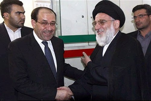 Iraq's premier Nuri al-Maliki (l) meets with Mahmud Shahrudi in Iran