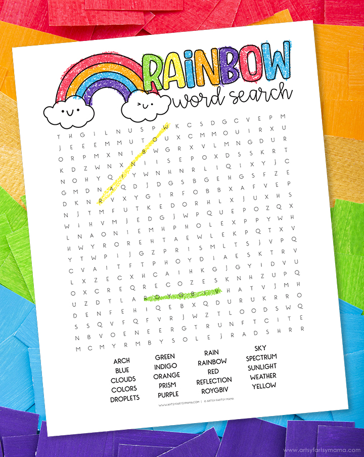 Free Printable Rainbow Word Search