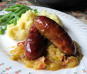 Braised Sausages with an Apple Gravy