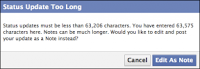 Facebook Status Character Limit is 60,000 - Update
