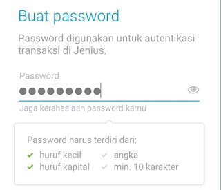 Password Aplikasi Jenius