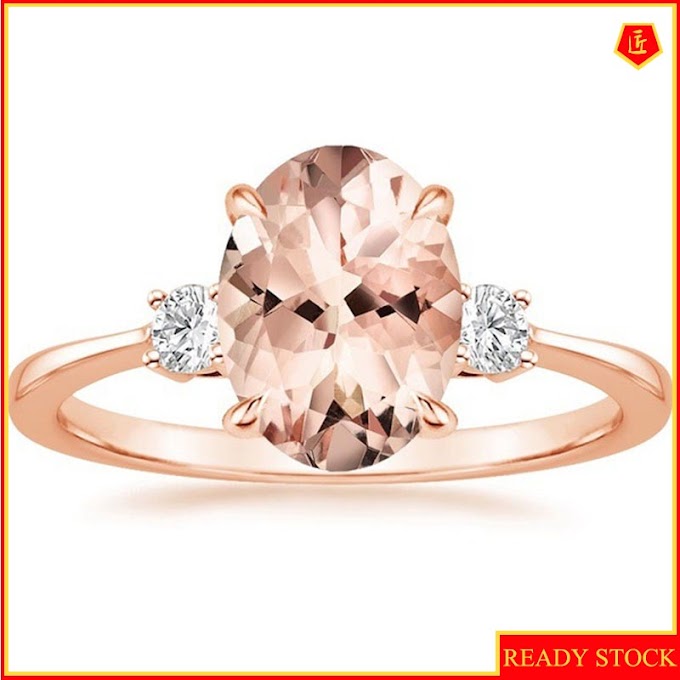 [ cxmhomeyj.vn ] [Ready Stock]Classic Rose Gold Inlaid Morganite Champagne Ring for Women