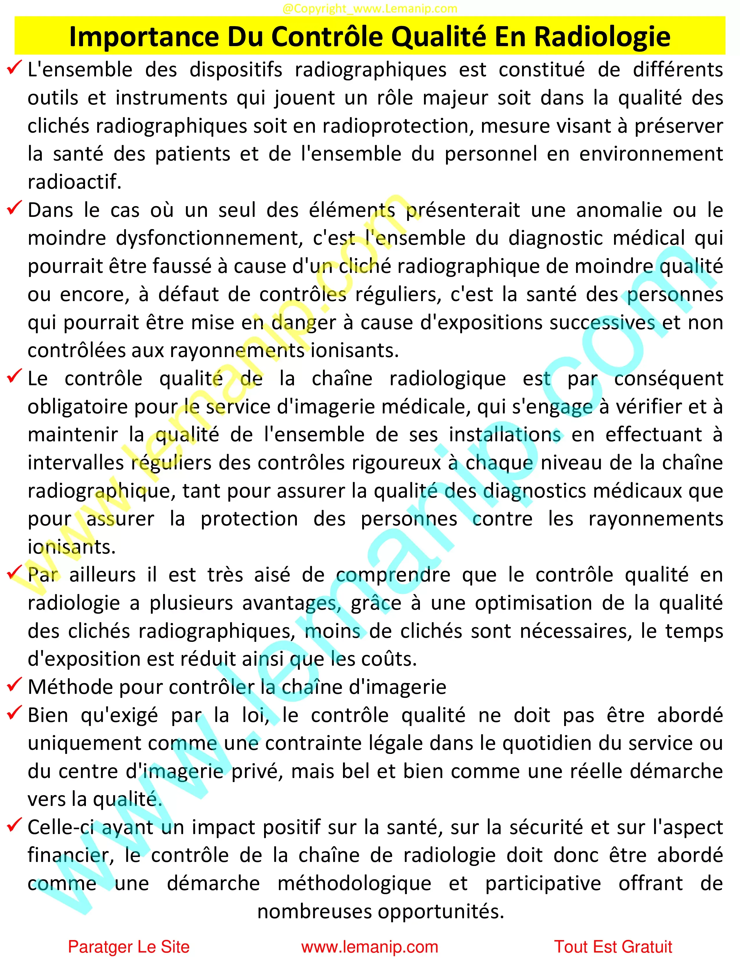 Importance Du Contrôle Qualité En Radiologie