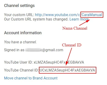 Melihat ID Channel YouTube