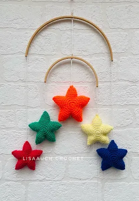 star crochet pattern keyring or baby mobile