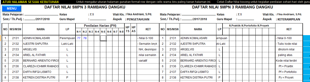 Aplikasi penilaian kurikulum 2013 revisi 2017/2018 smp 