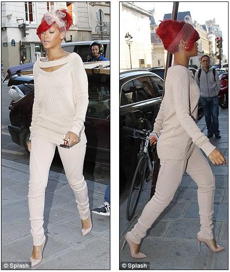 rihanna red hair bow