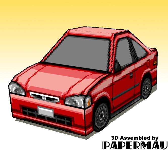 PAPERMAU: 1998`s Honda Civic Miniature Paper Model In Pixel Style