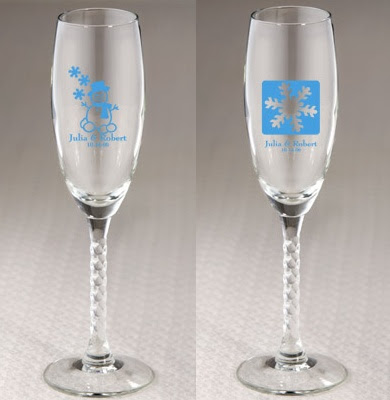 Winter Themed Personalized Champagne Flutes