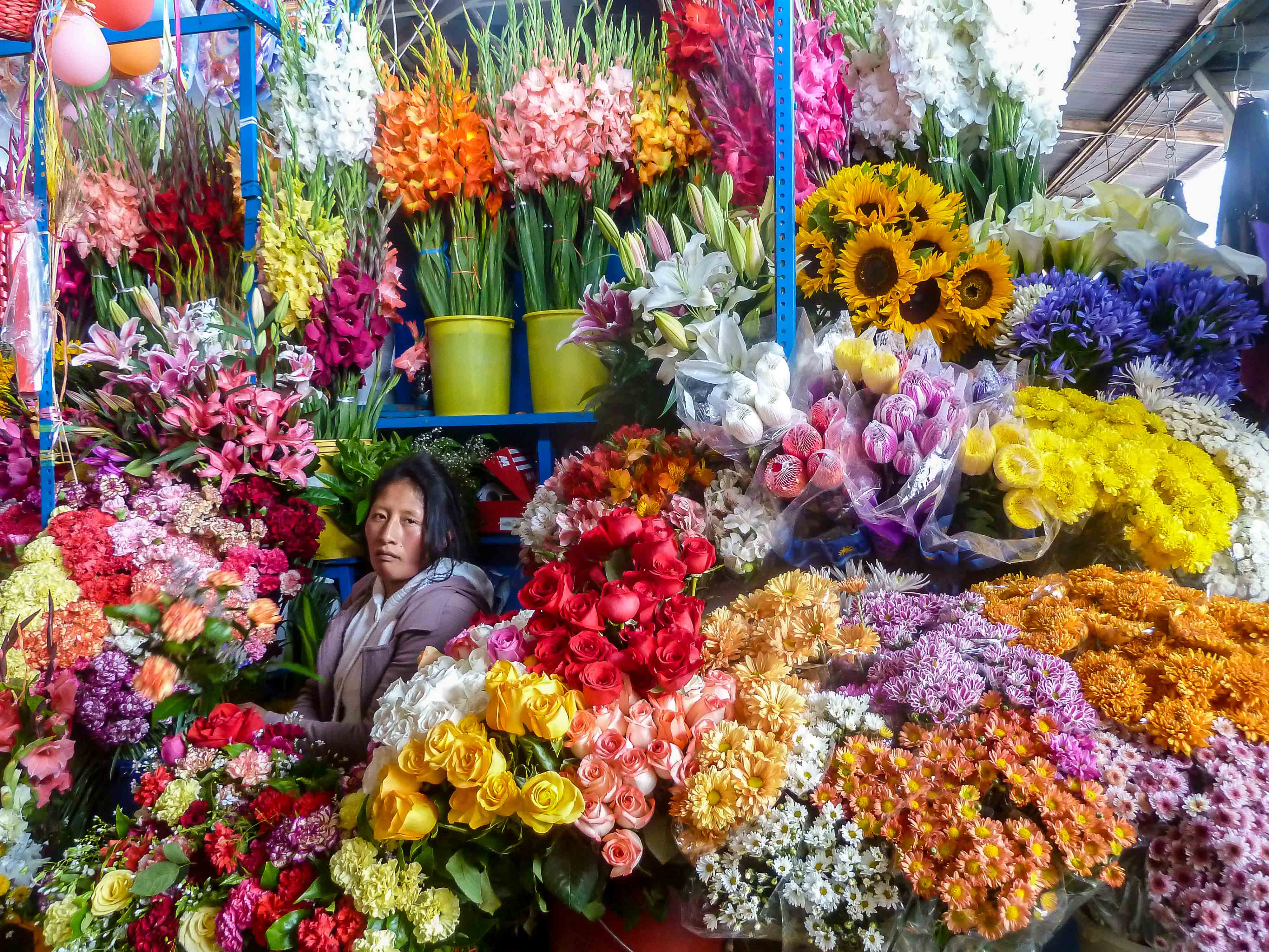 Florista al mercat de Cuzco (Perú)