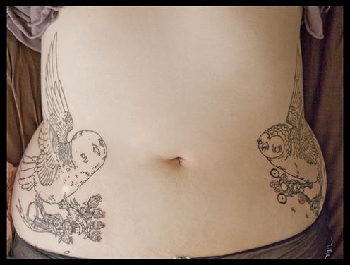 very unique tattoo location for women. Try just above the pelvic bone.