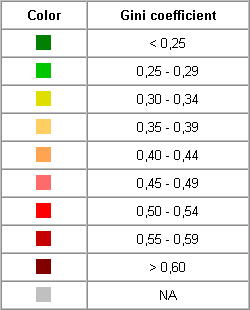 Gini coefficiet map legend by Mrnett1974 from Wikipedia (public domain)
