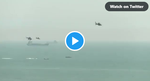 Watch now! Chinese helicopters fly over Taiwan.