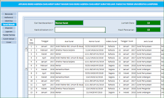 Aplikasi Excel Agenda dan Arsip Surat versi 2