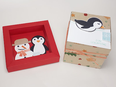 Rahmenschachtel mit Pinguin und Schneemann Stampin' Up! www.eris-kreativwerkstatt.blogspot.de