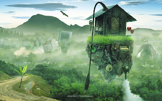 flying hut photo manipulation