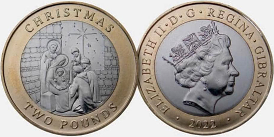 Gibraltar 2 pounds 2022 - Christmas