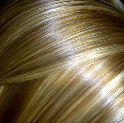 blonde hair with brown chunks. londe hair with rown chunks.