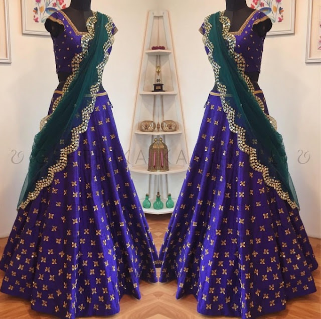 Purple Designer Lehenga by Geethika Kanumilli