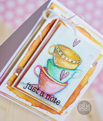 SRM Stickers Blog - Water Colors and Coffee….by Michele - #card #janesdoodles #teatime #thinkingofyou #stickers