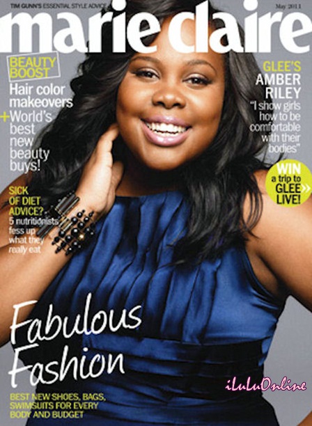 Amber Riley on the cover of Marie Claire in Donna Morgan