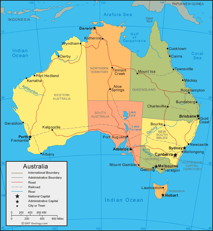 Australia Map Country Region | Map of World Region City