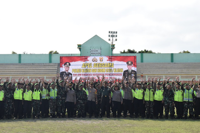 Siapkan Pengamanan Pilkades, Kodim dan Polres Klaten Apel Bersama