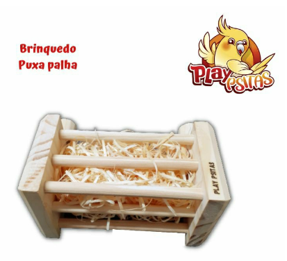 Brinquedo Puxa Palha. Ideal para calopsitas, agapornis, aves em geral. Produto artesanal.