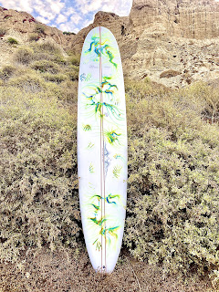 New abstract painted surfboard by Paul Carter