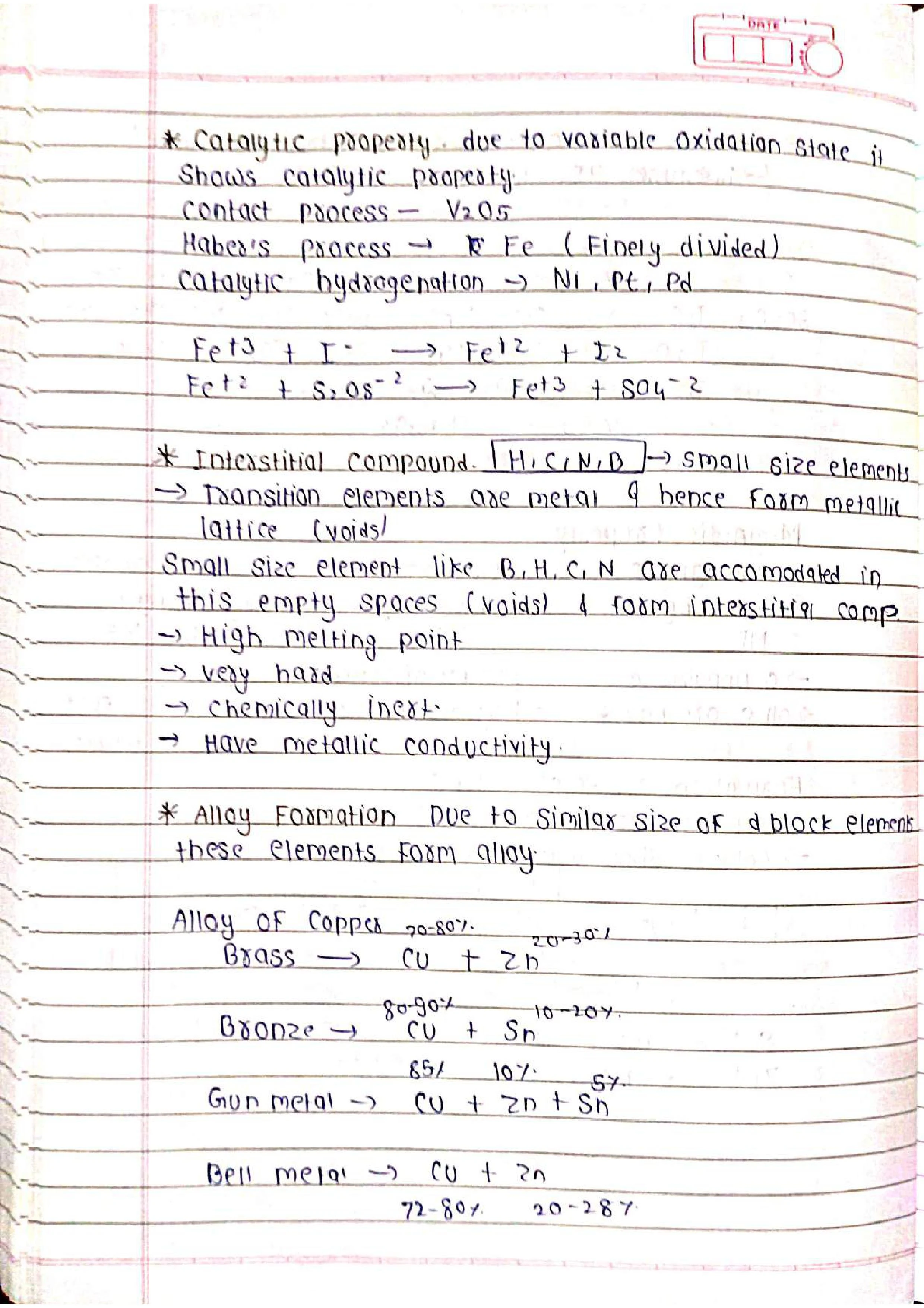 Handwritten D and F Block - Short Notes 📚