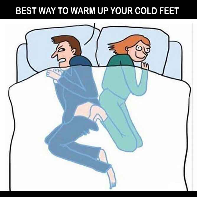 Best way to warm up your cold feet! - Top Trending Funny Internet Memes pictures, photos, images, pics, captions, jokes, quotes, wishes, quotes, SMS, status, messages, wallpapers.