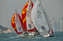 J/80s sailing World Police Sailing Championship in Hong Kong