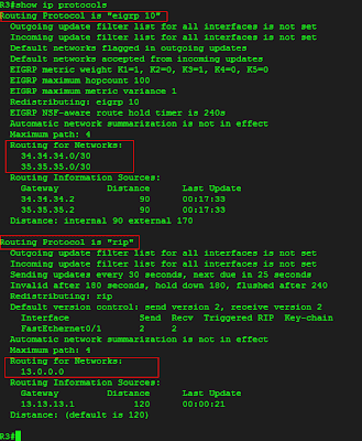 show ip protocols rip eigrp