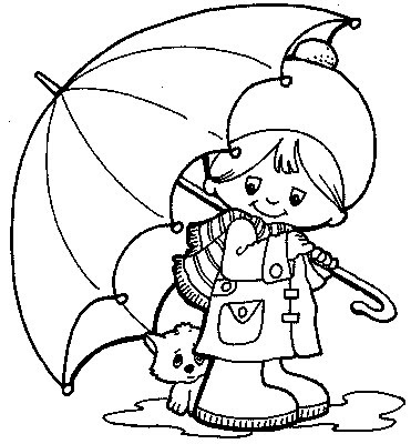 Coloring Pages  Kids on Cat Under Umbrella   Kids Coloring Pages