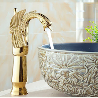  New Gold Finish Single Lever Deck Mounted Bathroom Sink Faucet Mixer
