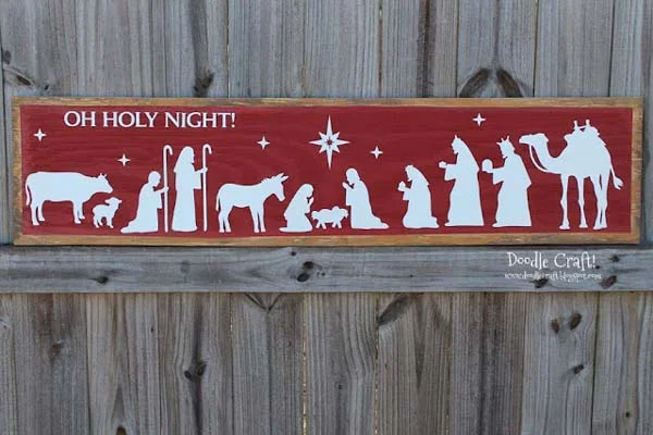 Make a vinyl Nativity wall art sign with reclaimed wood, vinyl and paint!