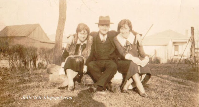 Mae Killeen, Cliff Holland, Helen Killeen about 1920 https://jollettetc.blogspot.com