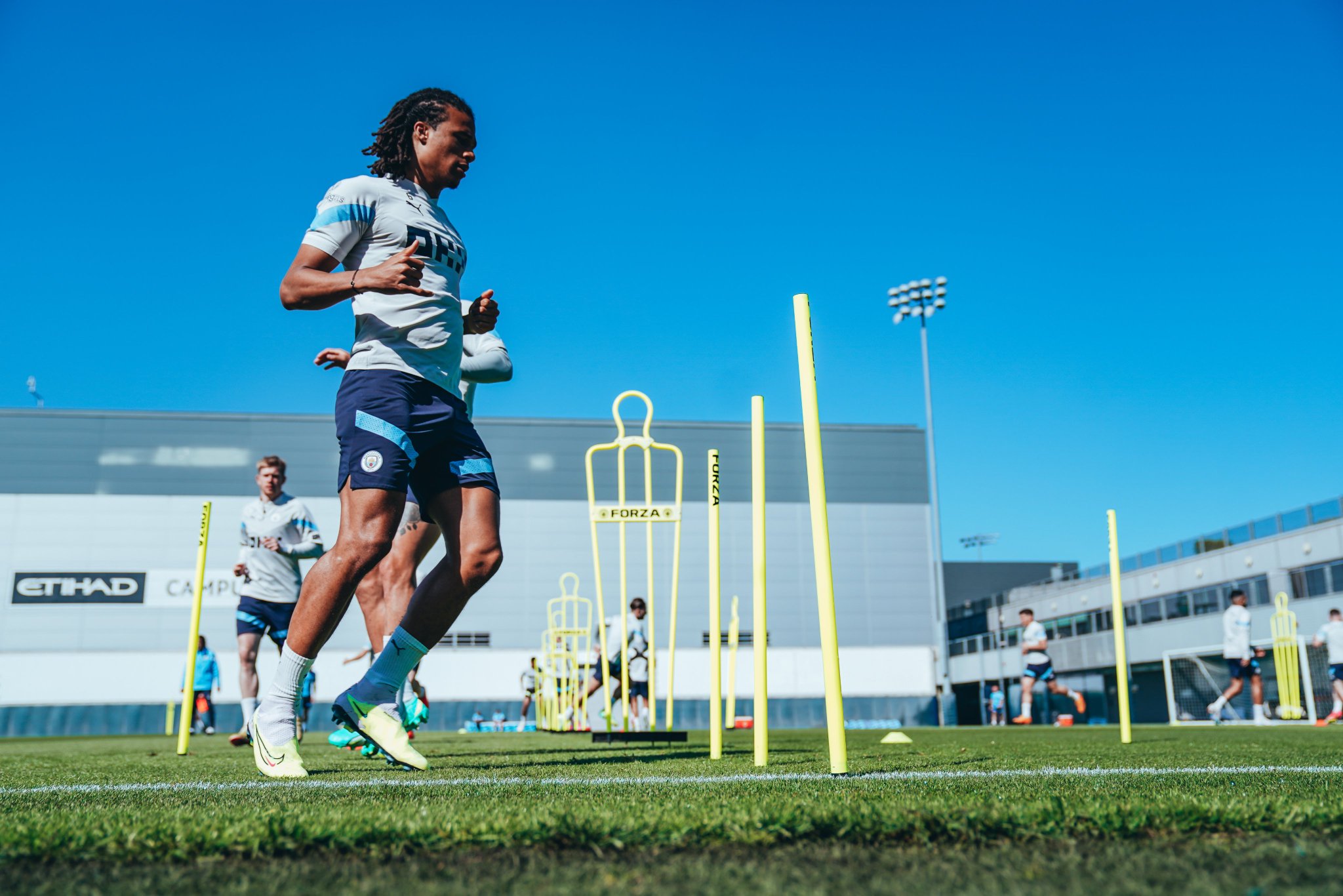 Manchester City Norwegian striker, Erling Braut Haaland, in action during a training session ahead of the FA Cup 2022/23 Final against Manchester United at Wembley Stadium on Saturday 3June, 2023