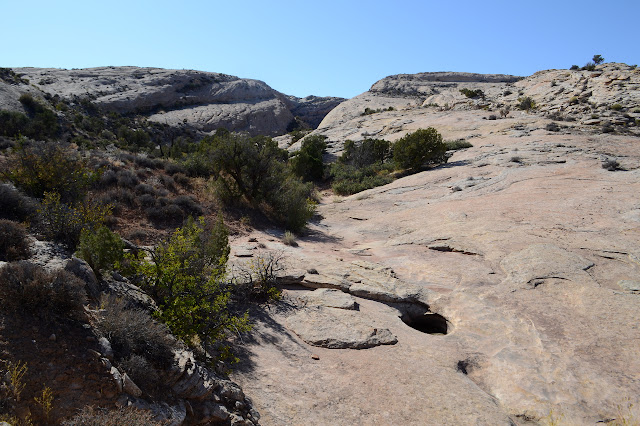 shallow canyon with a pothole of water