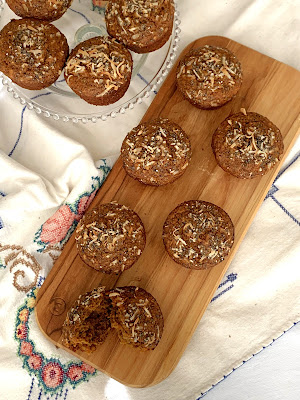 muffins, recipe, breakfast, carrots, chia seed, coconut, turmeric